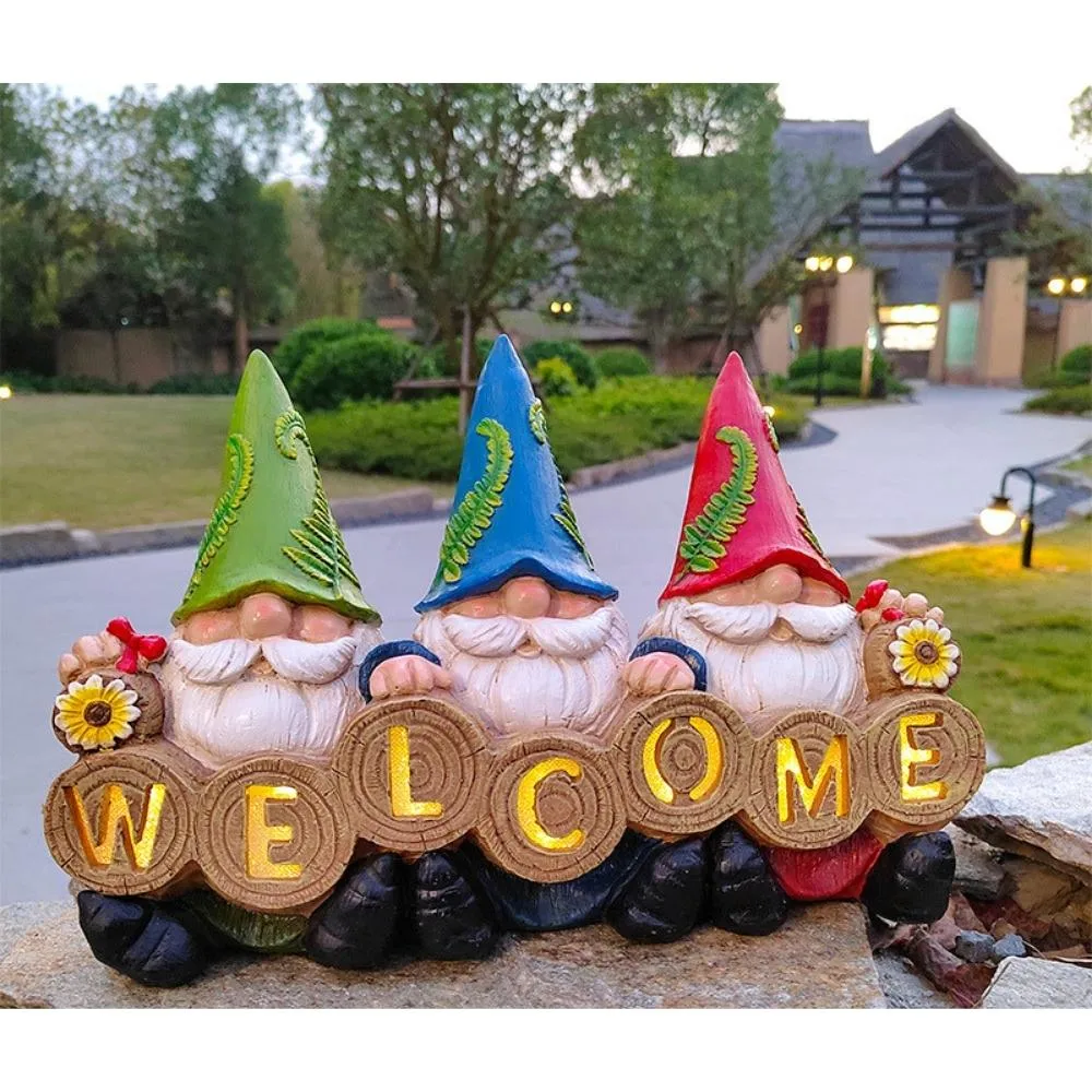 Weather Resistant &amp; UV-Treated Resin Gnome Garden Statue Cute Three Gnome Decor for Lawn or Patio Wyz19997