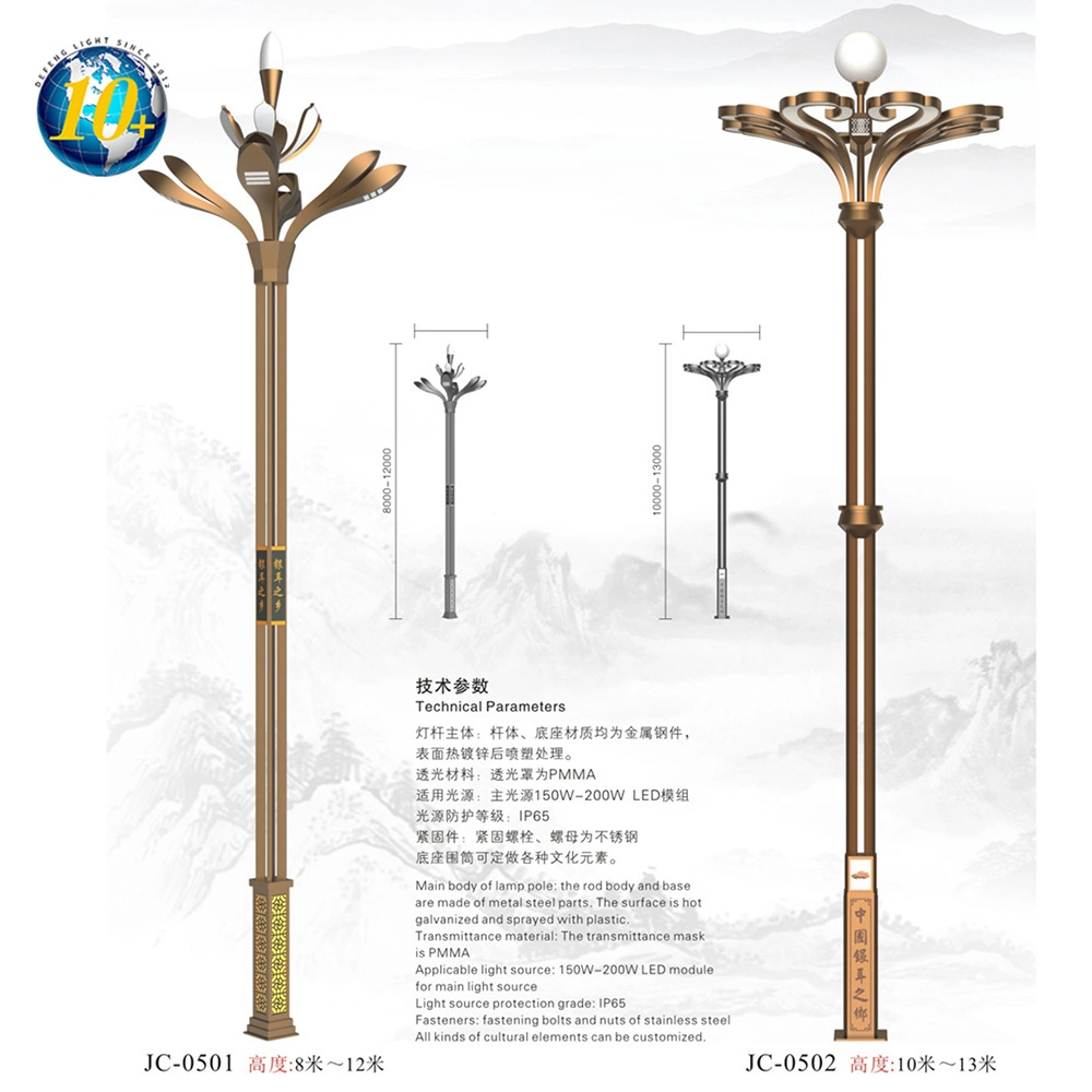 Professional Manufacture Outdoor Decorative Antique Cast Iron Street Lamp Post LED Garden Pole Light