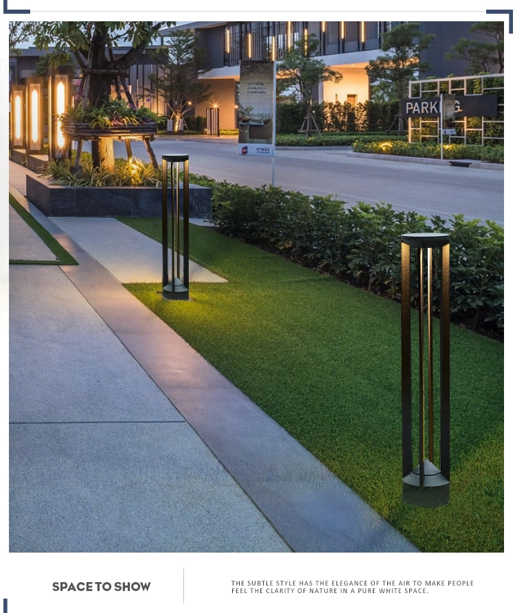 Courtyard Path 10W Outdoor IP65 Cast Aluminum Bollard Light LED Lawn Light Double Sided Glass Solar Bollard Light