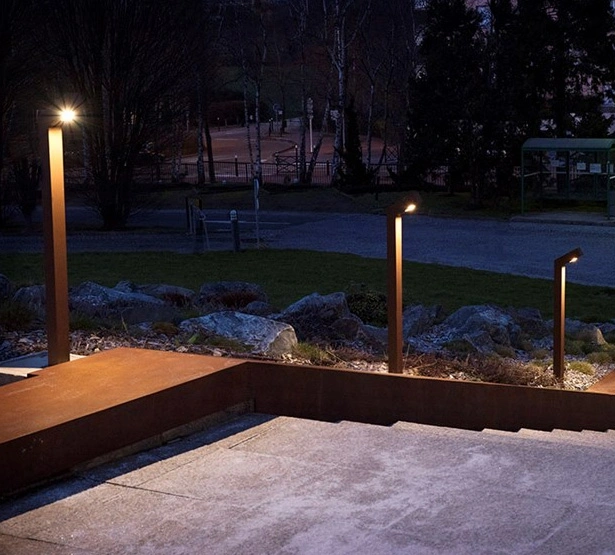 Urban Corten Steel LED Bollard Light L-Shaped Rusty Bollards