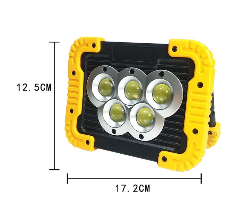 Portable Outdoor Car Inspection COB LED Work Light with 5.5V Solar Panel 30W Rechargeable 4AA 18650 Rotating Handle Work Spot Lamp