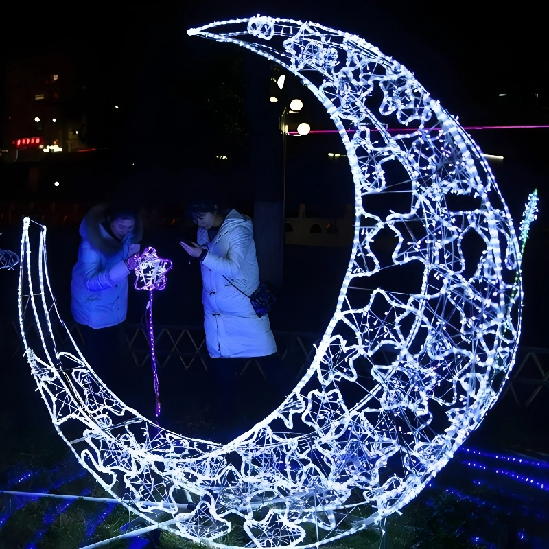 LED Motif Moon Model Lights Christmas Holiday Decoration Lamps Artificial Giant Winter Festival Decorative Street