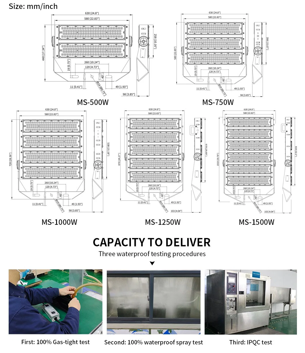 Outdoor Football LED Sports Stadium Large Area Flood Light 1500W LED Spot Outdoor Light