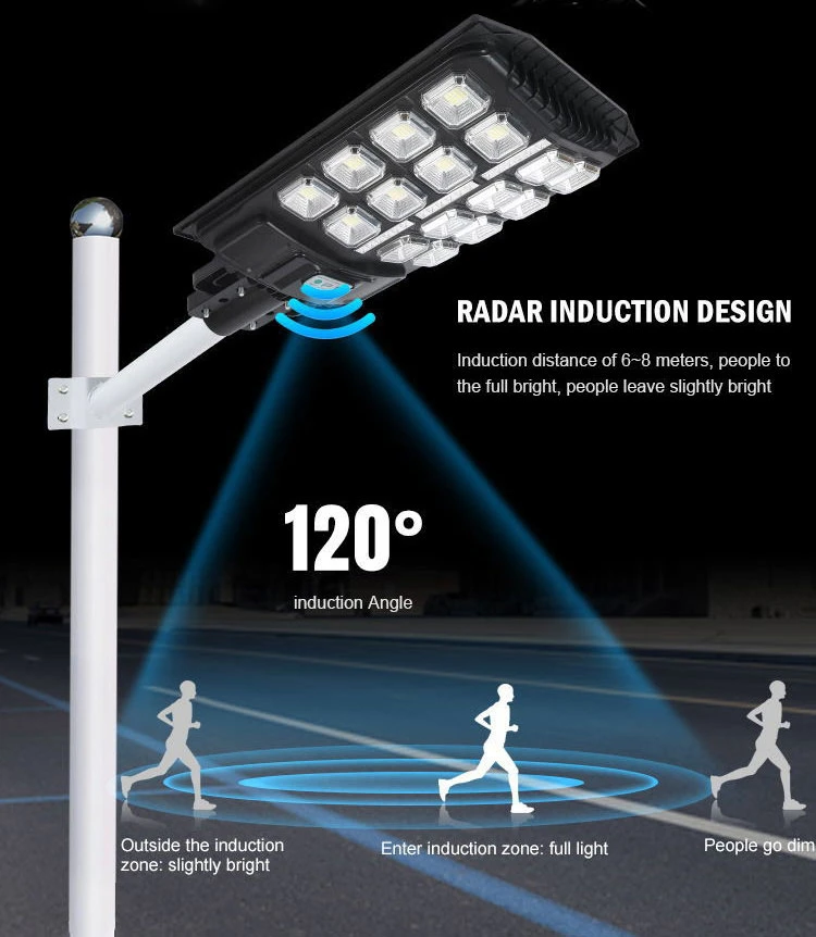 Keou IP66 Waterproof Smart Radar Induction 400W 300W 200W Solar Street Light