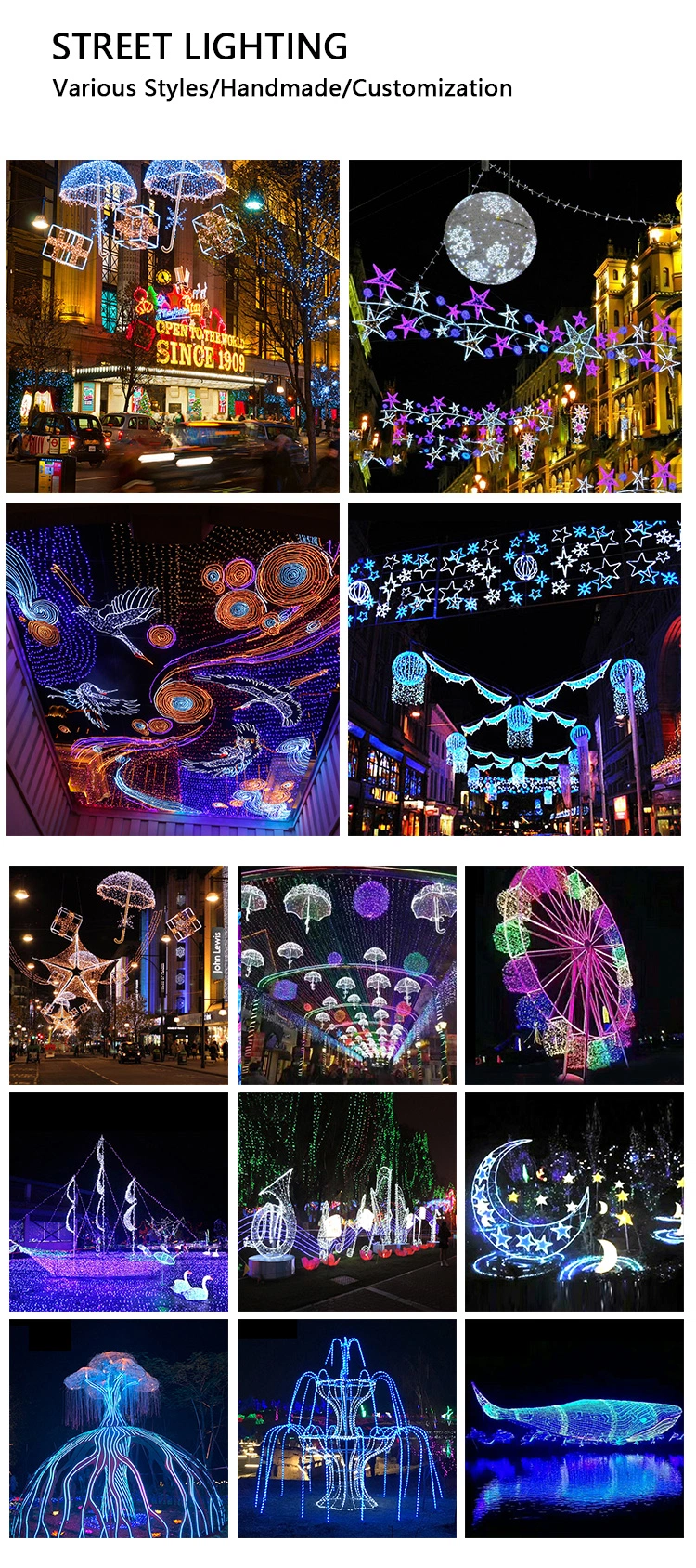 IP65 Waterproof Outdoor Motif Lights Decorative Street LED Ball Shape Light Wall Hanging for Christmas