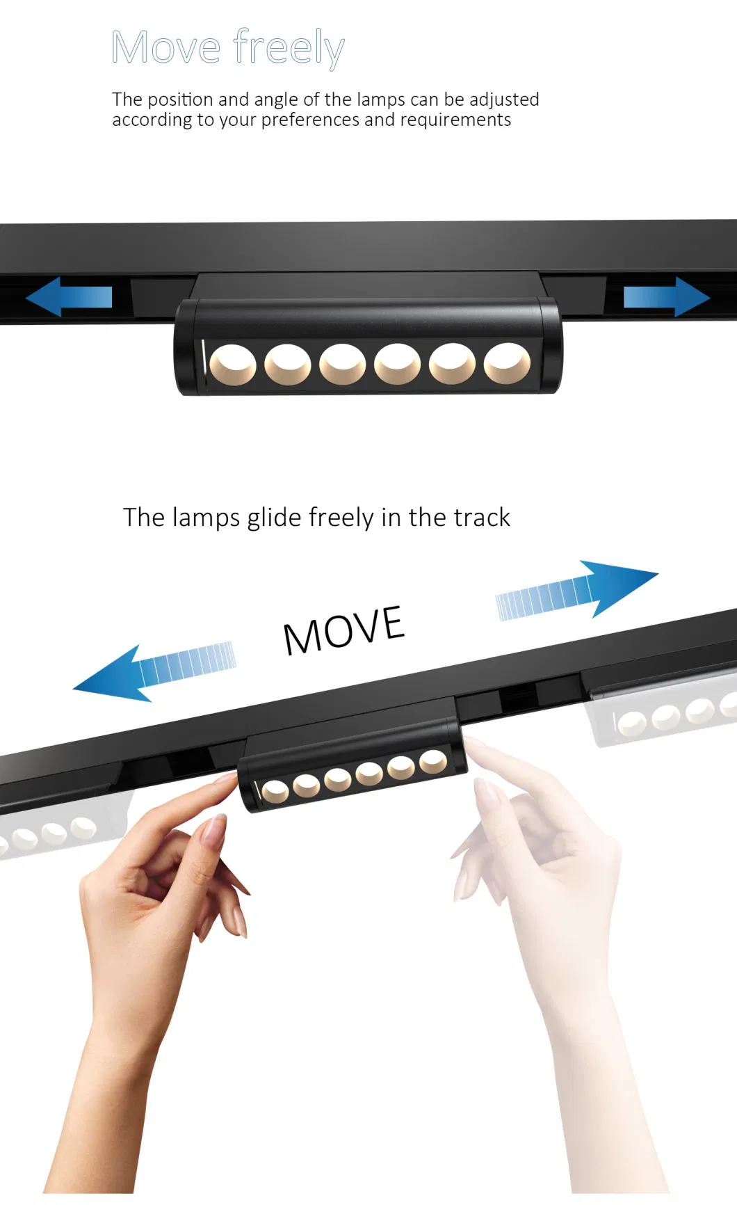 Custom Lighting Energy Saving Smart Dimmable LED Chandelier Downlight Magnetic Track Light