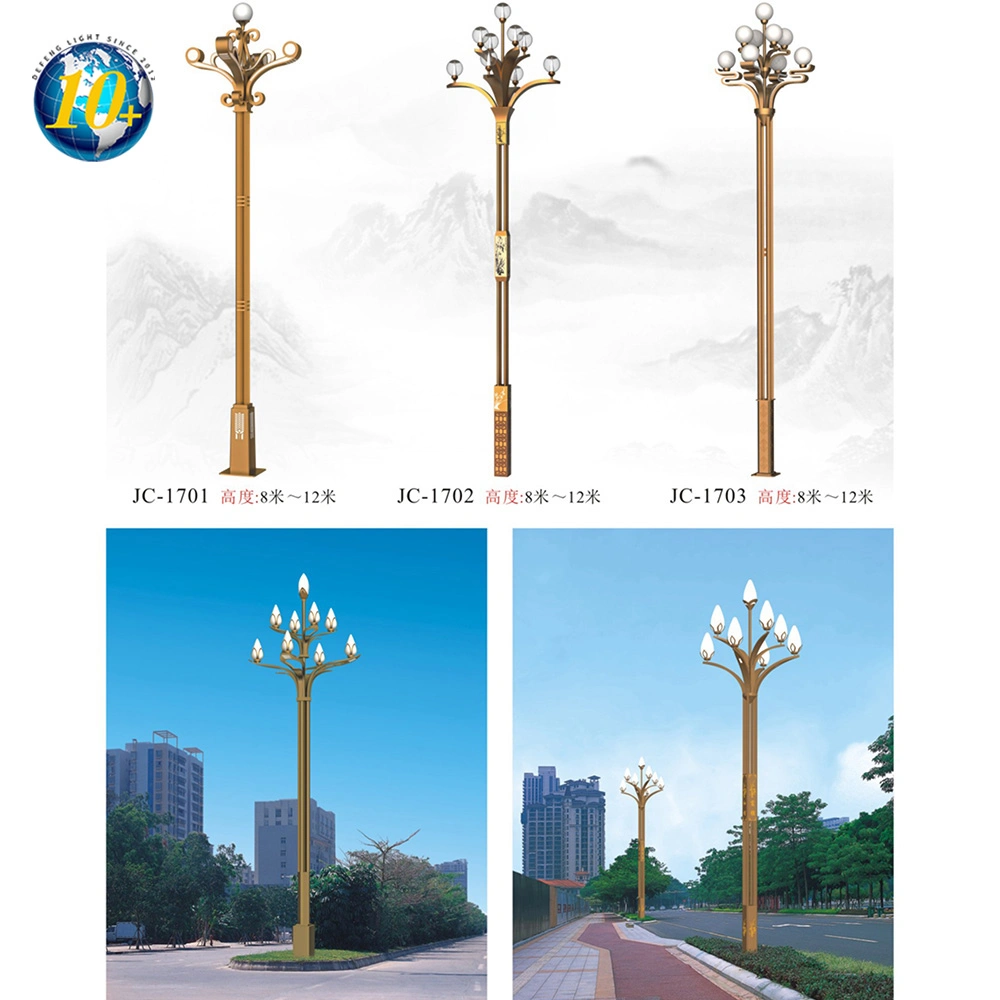 Professional Manufacture Outdoor Decorative Antique Cast Iron Street Lamp Post LED Garden Pole Light