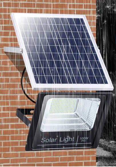 Street Light Remote Control Floodlight 25W 40W 60W 100W 200W IP65 Outdoor Waterproof Smart Round LED Solar Flood Light