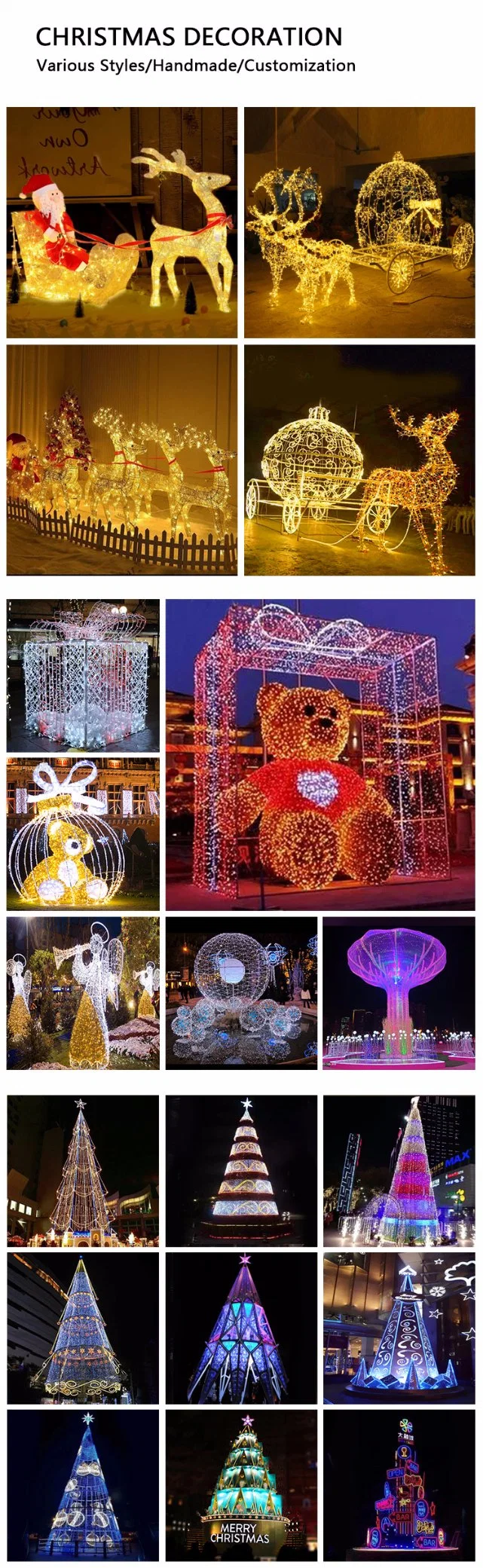 Amusement Park Zoo Outdoor Xmas 3D Fountain LED Christmas Neon Motif Lights Outdoor Mall Lighting 2023