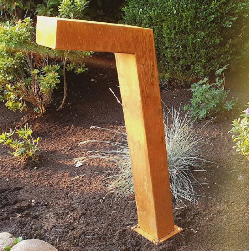 Urban Corten Steel LED Bollard Light L-Shaped Rusty Bollards