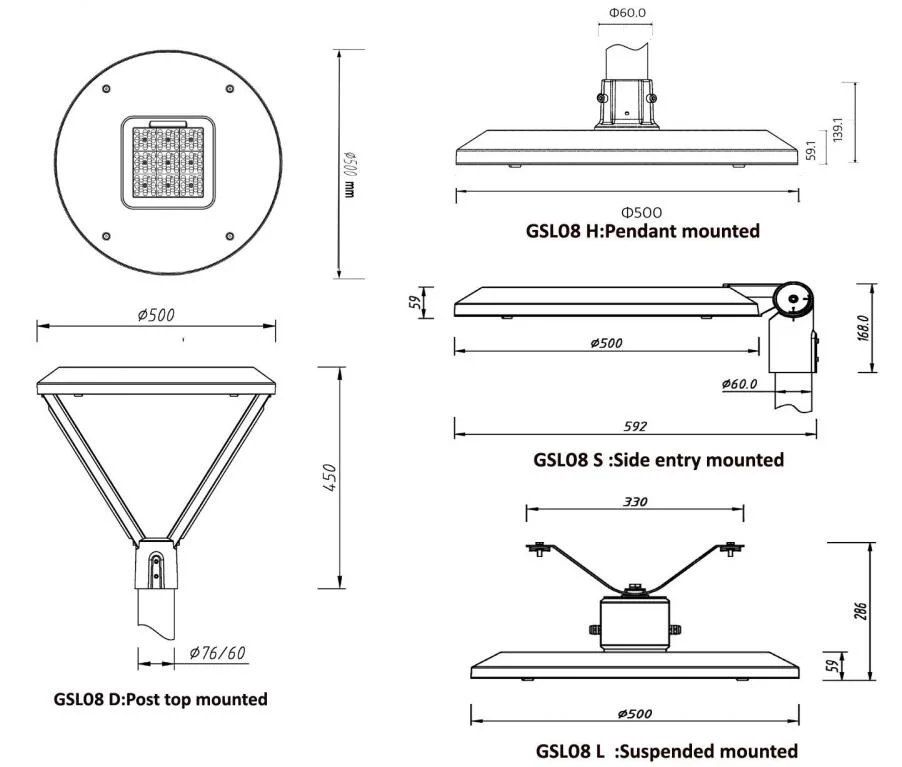 Fujing LED Post Top Lamp 150W LED Garden Light 100W