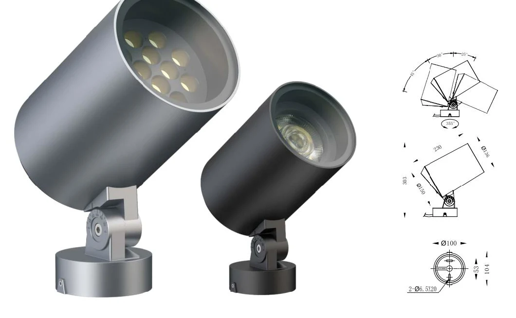 IP66 LED Outdoor Landscape Spot Light Dia150mm, 12*4W Or 1*50W