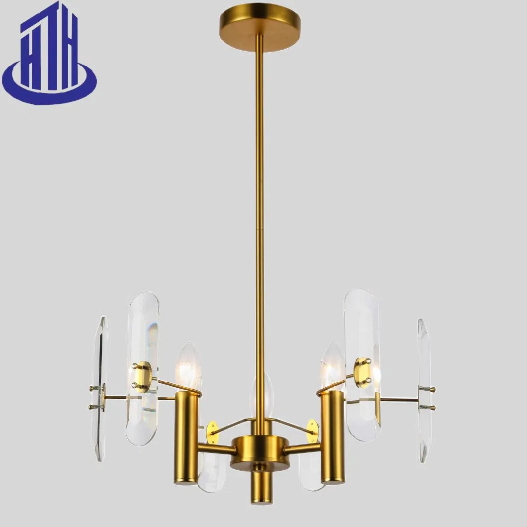 Pendant Light Modern Luxury Art Crystal Copper Residential Decorative Hanging Lamp Light (8897-6)