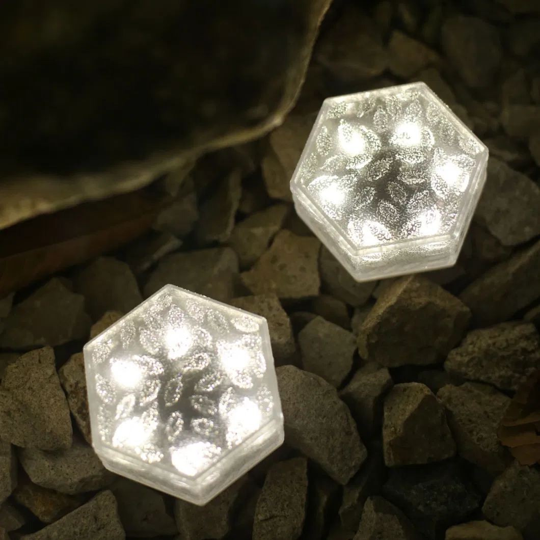 Solar Garden Light Outdoor Decorative Hexagonal Ice Brick Underground Light