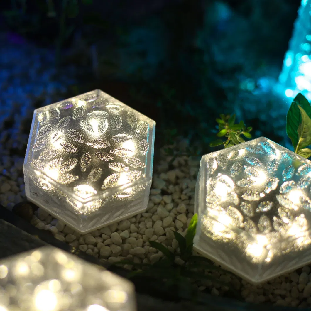 Solar Garden Light Outdoor Decorative Hexagonal Ice Brick Underground Light