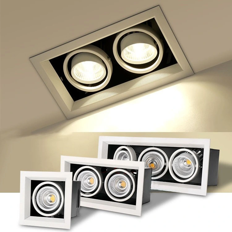 LED Grille Light Double LED Downlight Fixtures MR16 Fitting Recessed GU10 Bulb Replaceable Downlights