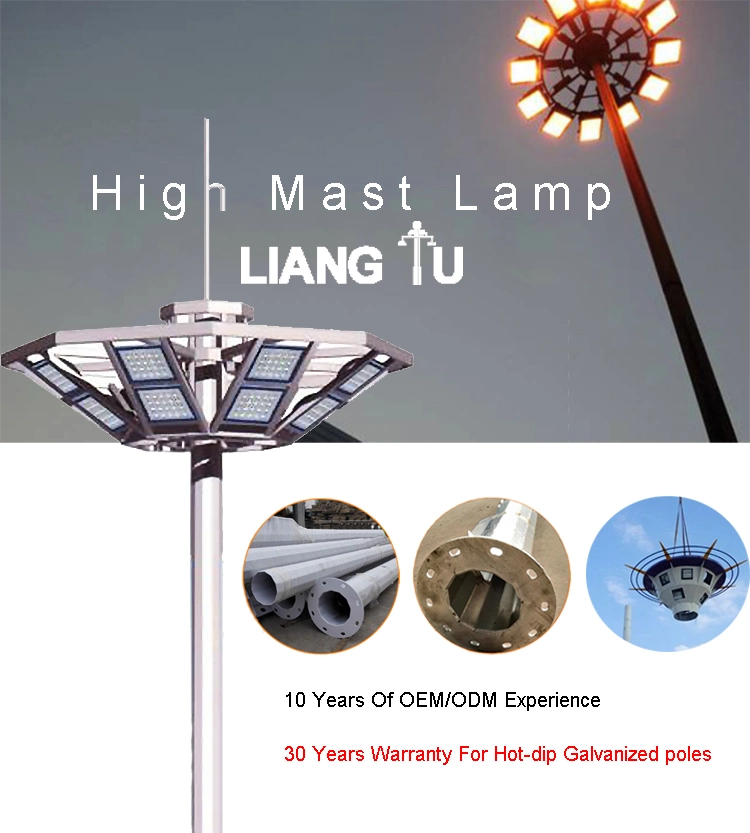 High Mast Light Pole for Sports Light 20 Meters Mast Football Stadium Lighting Pole 30m High