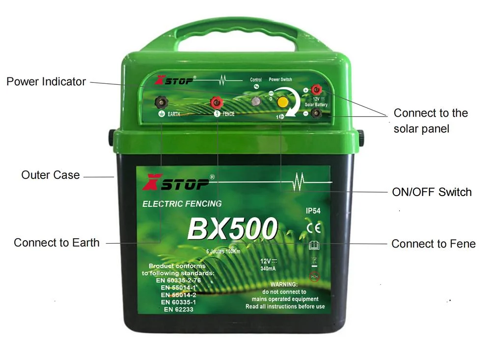 Battery Charging Solar Powered Electric Fence Energizer for Multi-Purpose Farm Uses Output 5 Joules