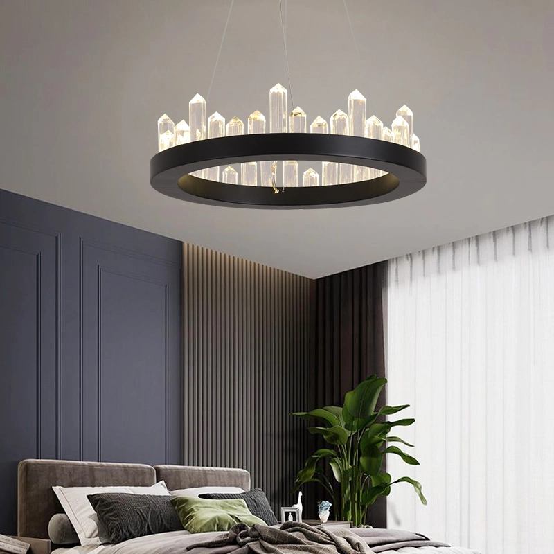 Metal Glass Crystal Decorative Chandelier Round Shape Modern Indoor Lighting Home Decoration Ceiling Lamp Luxury Pendant LED Lights for Living Room Bedroom Hote