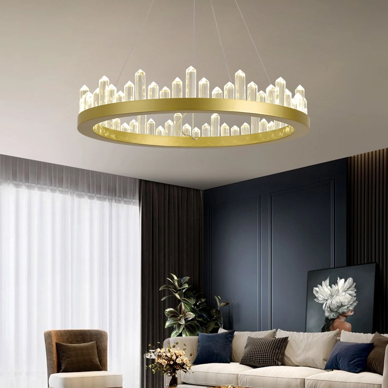 Metal Glass Crystal Decorative Chandelier Round Shape Modern Indoor Lighting Home Decoration Ceiling Lamp Luxury Pendant LED Lights for Living Room Bedroom Hote