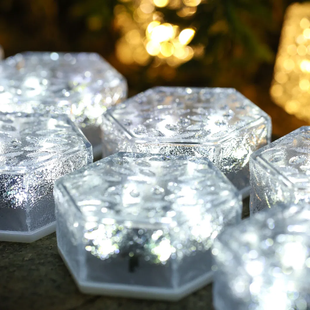 Solar Garden Light Outdoor Decorative Hexagonal Ice Brick Underground Light