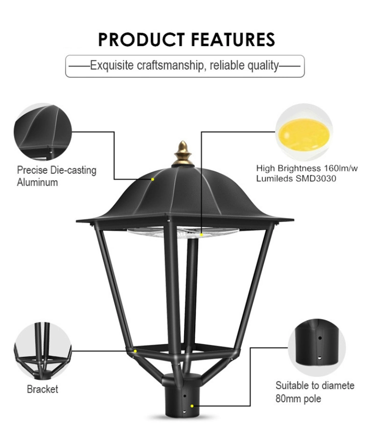 20W 60W 80W IP66 Yard Light LED Post Top Outdoor Roadway Garden Light