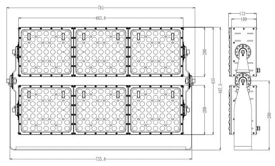 180lm/W High Precision Multi Angle Adjustment High-Power LED Stadium Light Floodlight