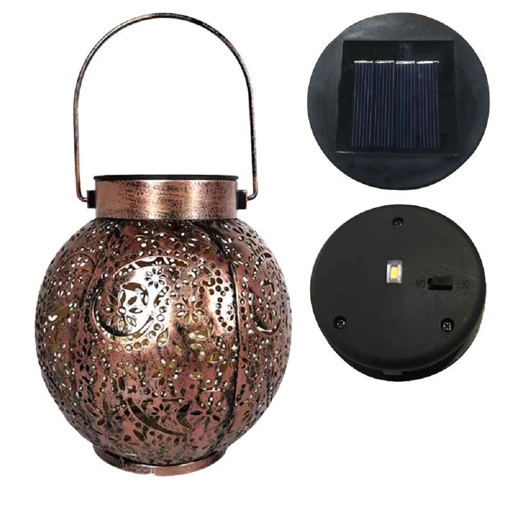 Solar Lantern Decorative Metal Patio Lamp Garden Outdoor Waterproof Patio Light Fixture Bl18474