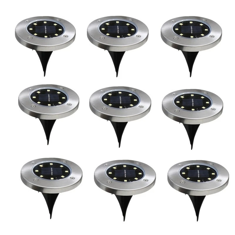 8/16 LED Solar Lawn Yard LED Solar Lights Buried Solar Garden Light Waterproof Outdoor Pathway Floor Under Ground Spot Lamp