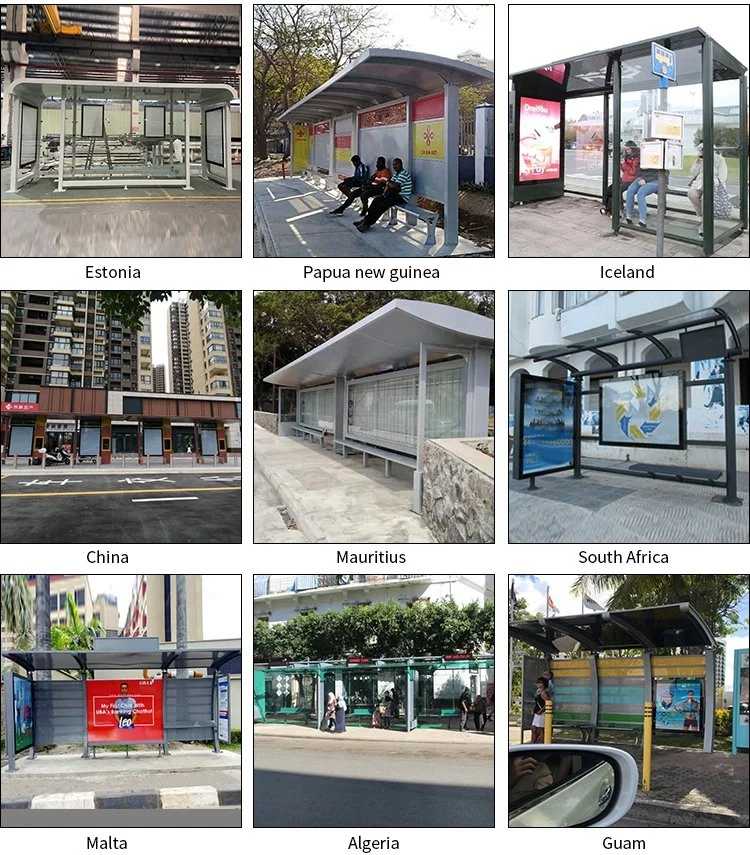 Urban Modern Classic Metal Bus Shelter with Light Box Design