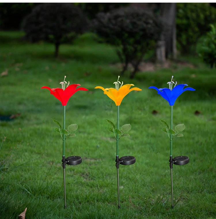 Outdoor IP65 Waterproof Decorative LED Lily Garden Lamp Solar Flower Lights for Walkway Wedding Party Yard Patio Pathway
