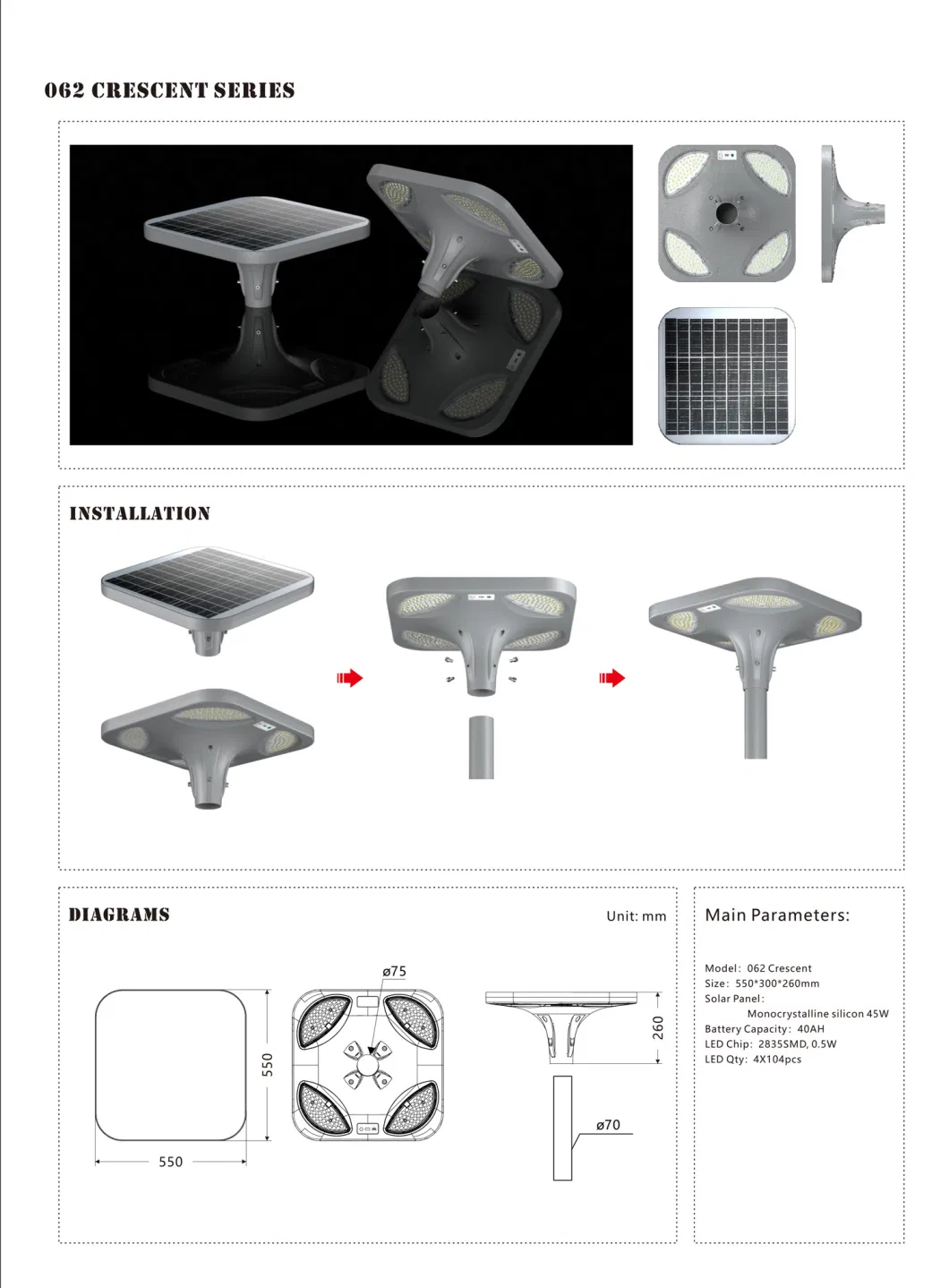 LED Waterproof IP65 Driveway Yard Lighting Street Post Top Lamp Solar Garden Light