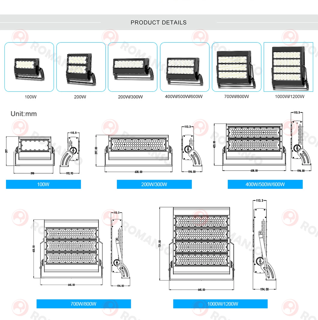 ETL Dlc Listed Stadium LED Lights 800W 1000W LED Flood Light for Large Sports Field Lighting