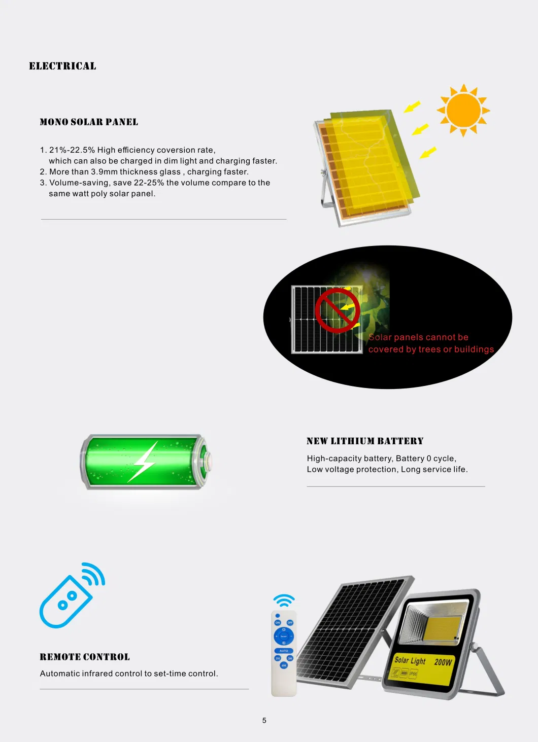 Energy Saving IP65 Spot Stadium LED Solar Flood Light