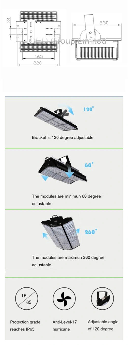 High Power High Lumens Module SMD 130lm/W IP65 150W Square Spot Stadium Light