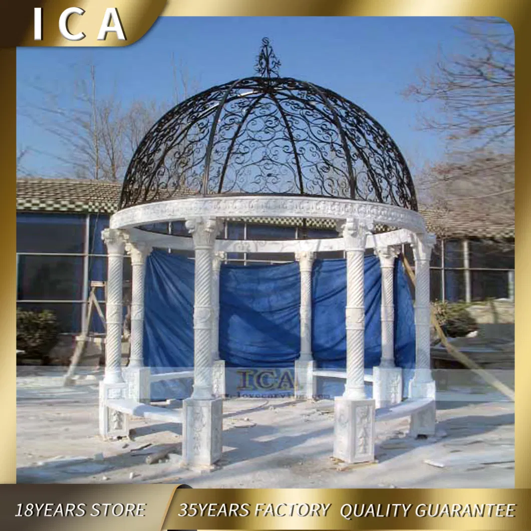 Hot Sale Red Marble Garden Pavilion Gazebo