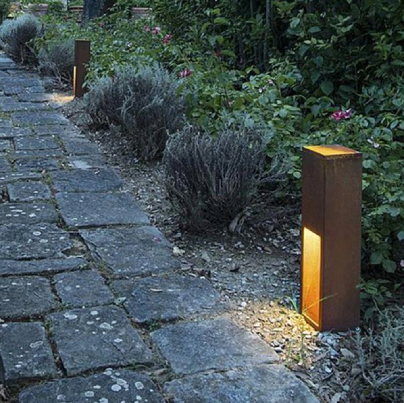 Outdoor Path Lights Corten Steel Bollard Light Rusty Garden Lighting