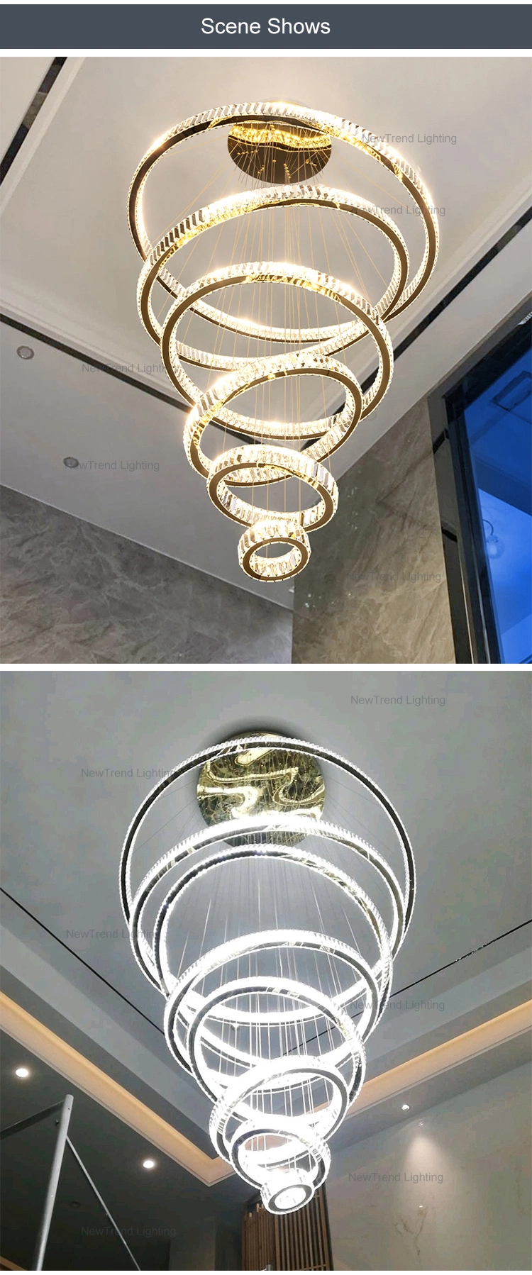 Simple American Creative Modern Decorative Crystal Chandelier LED Pendant Light