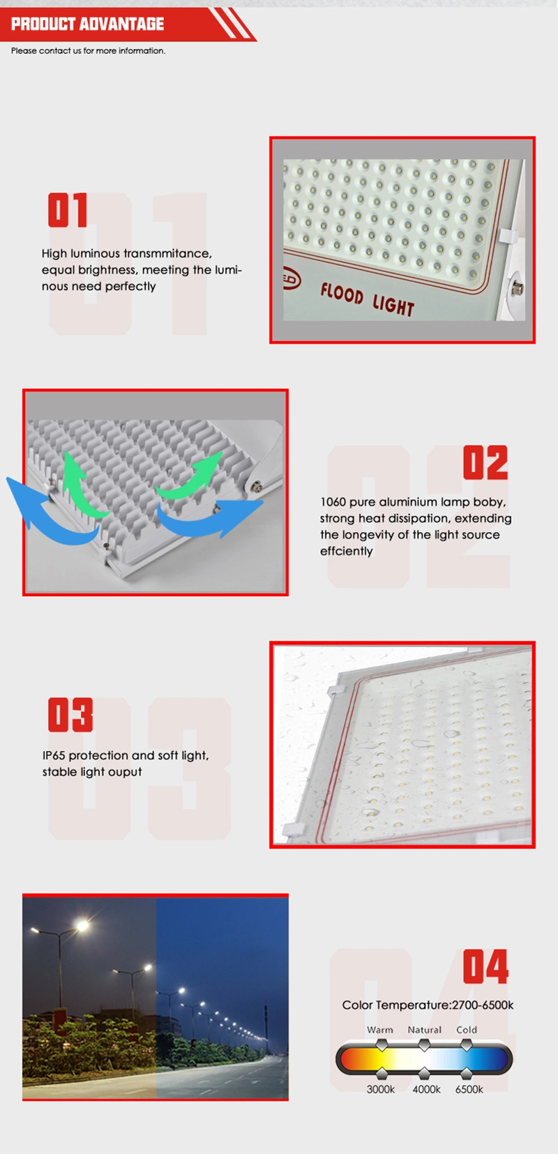 Waterproof White Spotlight 100W 200W LED Backyard Flood Outdoor Waterproof Lamps