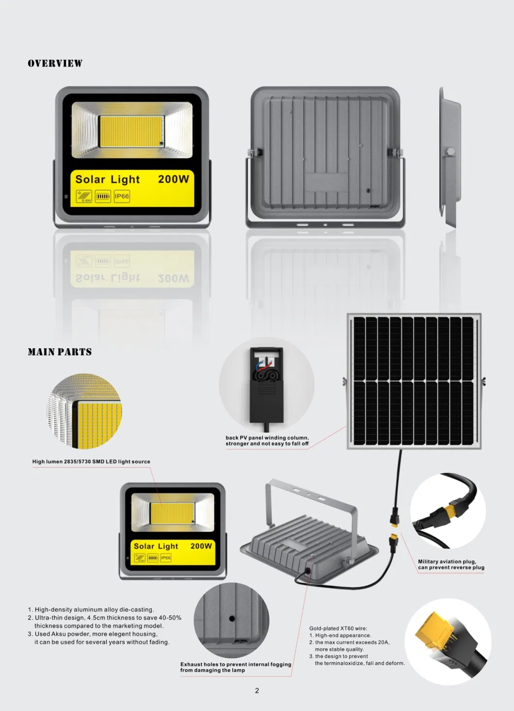 Energy Saving IP65 Spot Stadium LED Solar Flood Light