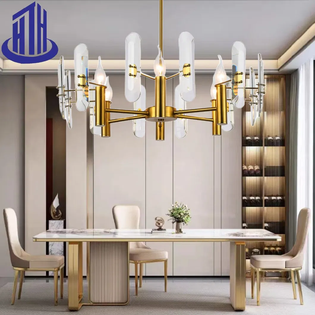 Pendant Light Modern Luxury Art Crystal Copper Residential Decorative Hanging Lamp Light (8897-6)