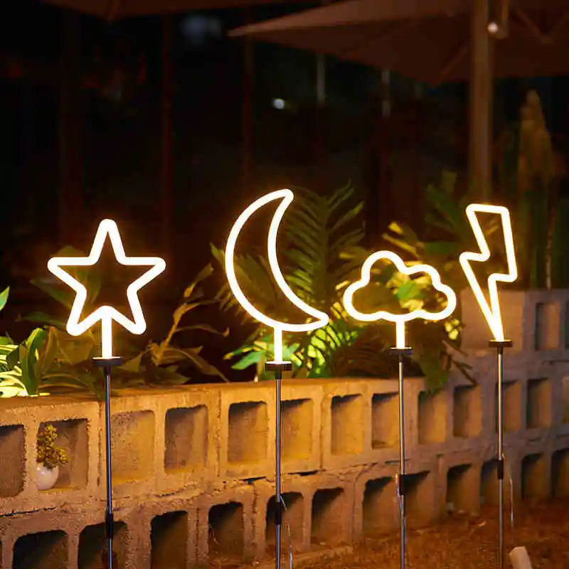 Customized Outdoor IP65 Waterproof Garden Lawn Home Decoration Solar LED Neon Lights with Spike