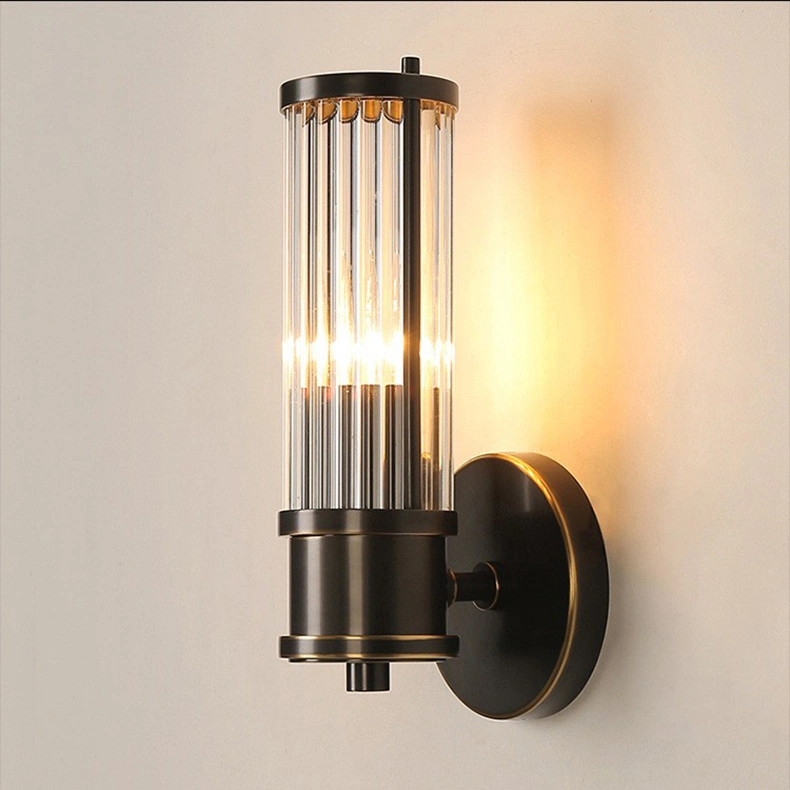 Hot Indoor Luxury Decorative Hotel Copper Golden Classic Bathroom Mirror LED Wall Lamp Bedroom Bedside Sconce Wall Light Fixture