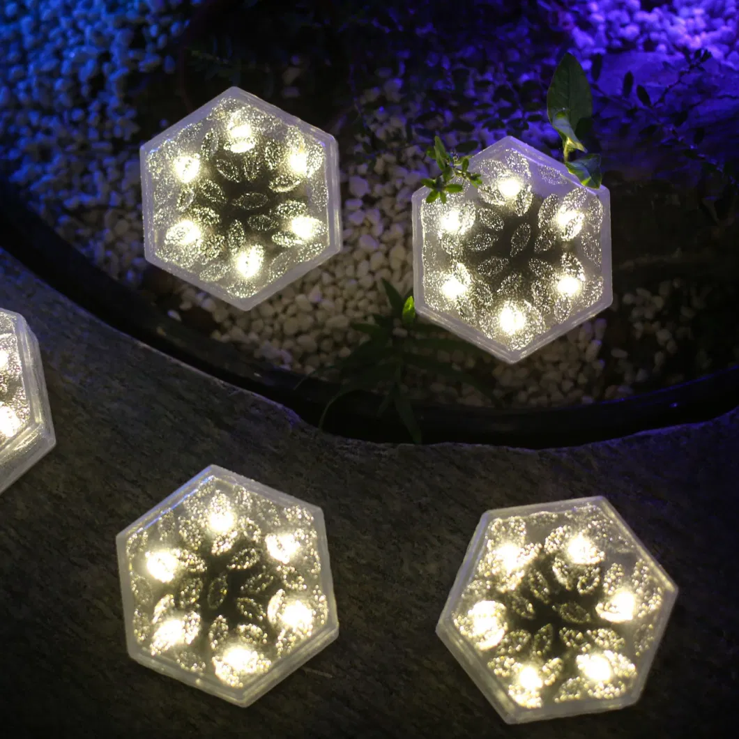 Solar Garden Light Outdoor Decorative Hexagonal Ice Brick Underground Light