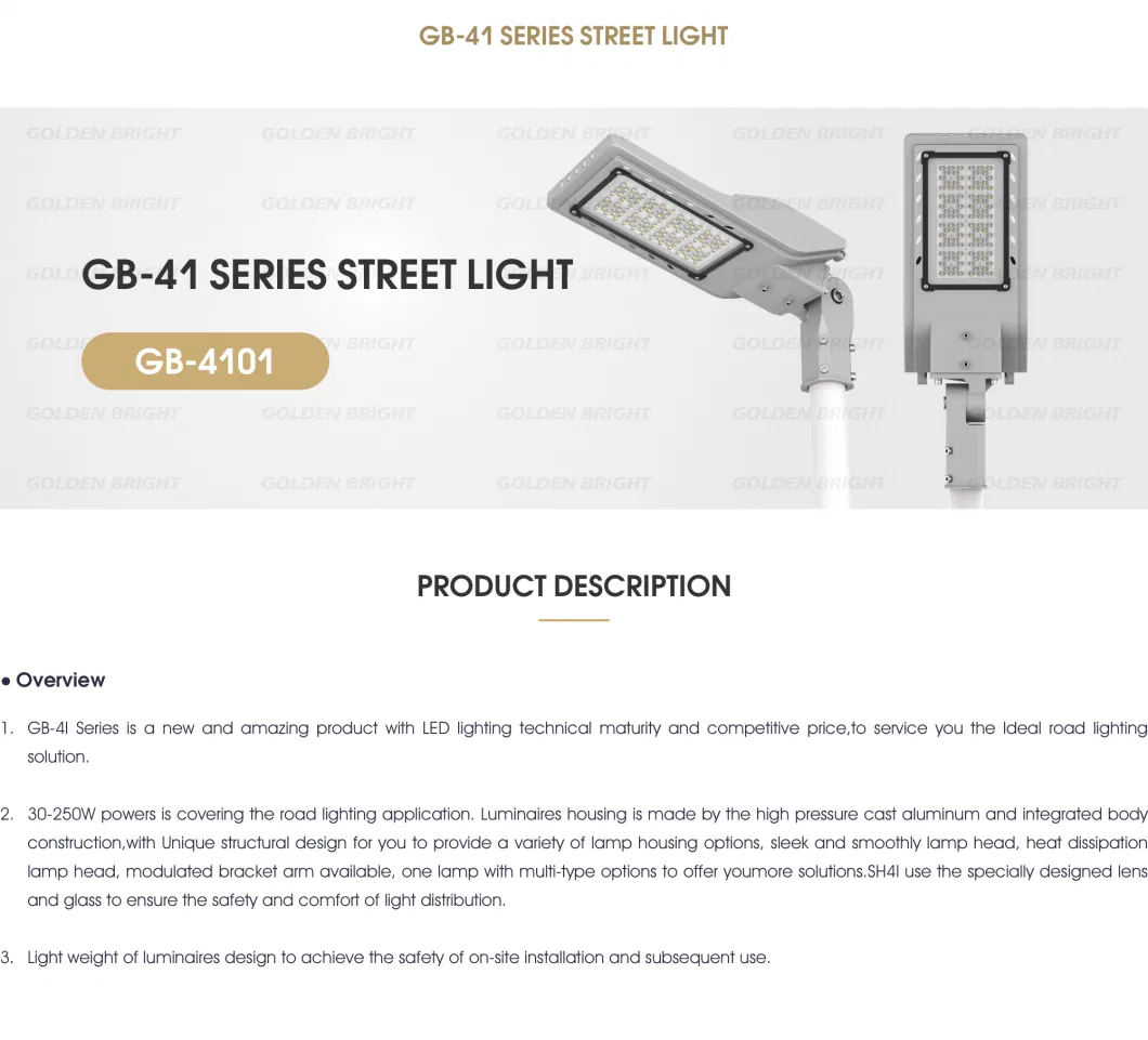 150~165lm/W (5050 LED) Garden Goldenbright Neutral Packing E Light Lamp LED Solar Street Light