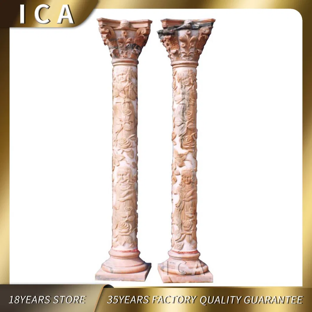 Hand Carved Classic Garden Stone Decorative Marble Roman Column