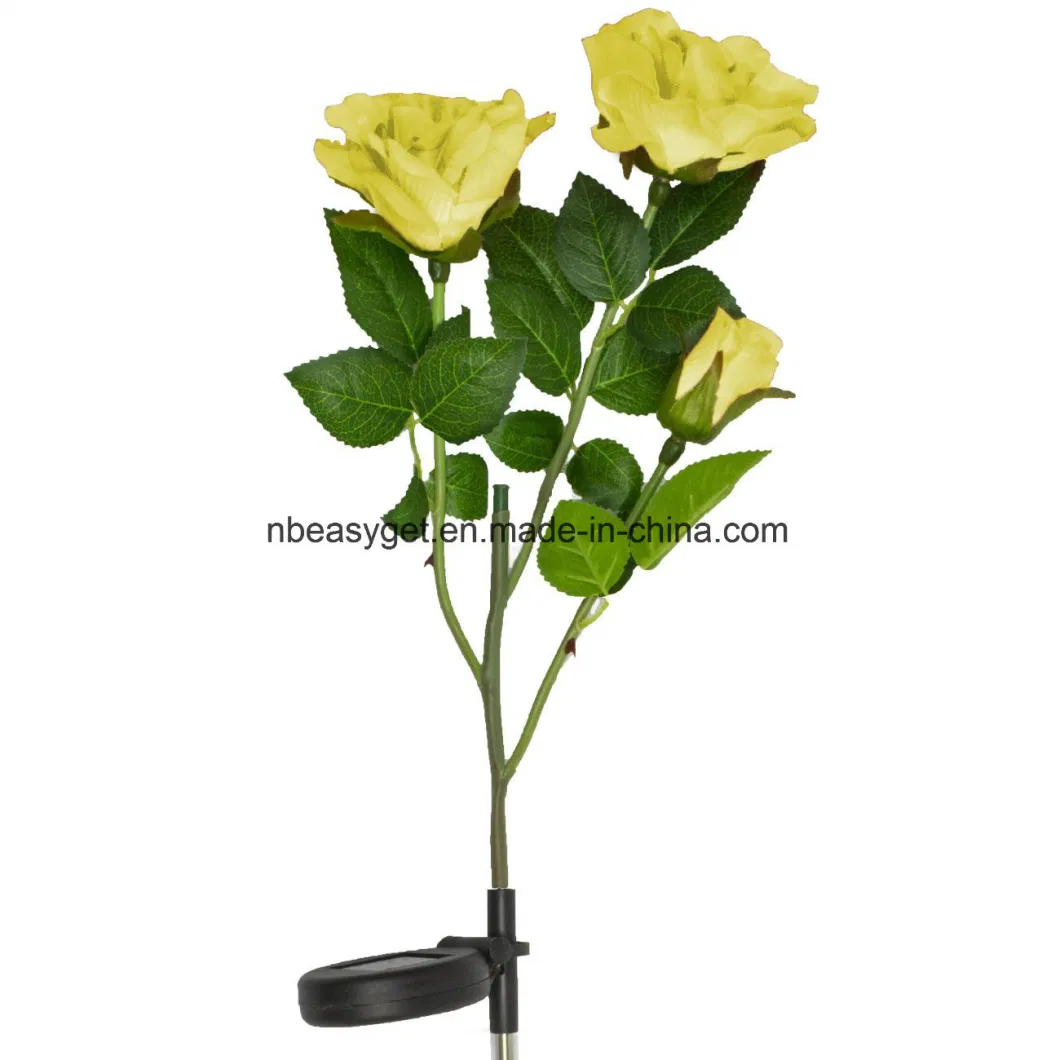 Solar Yellow Rose Flower Lights, Solar Powered Garden Outdoor Decorative Landscape LED Rose Lights Year-Round, Great Gift Esg10094