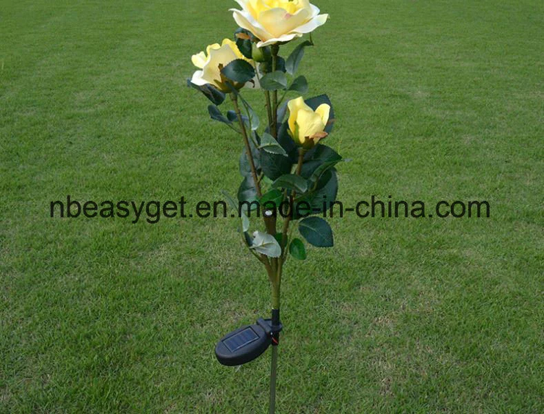 Solar Yellow Rose Flower Lights, Solar Powered Garden Outdoor Decorative Landscape LED Rose Lights Year-Round, Great Gift Esg10094