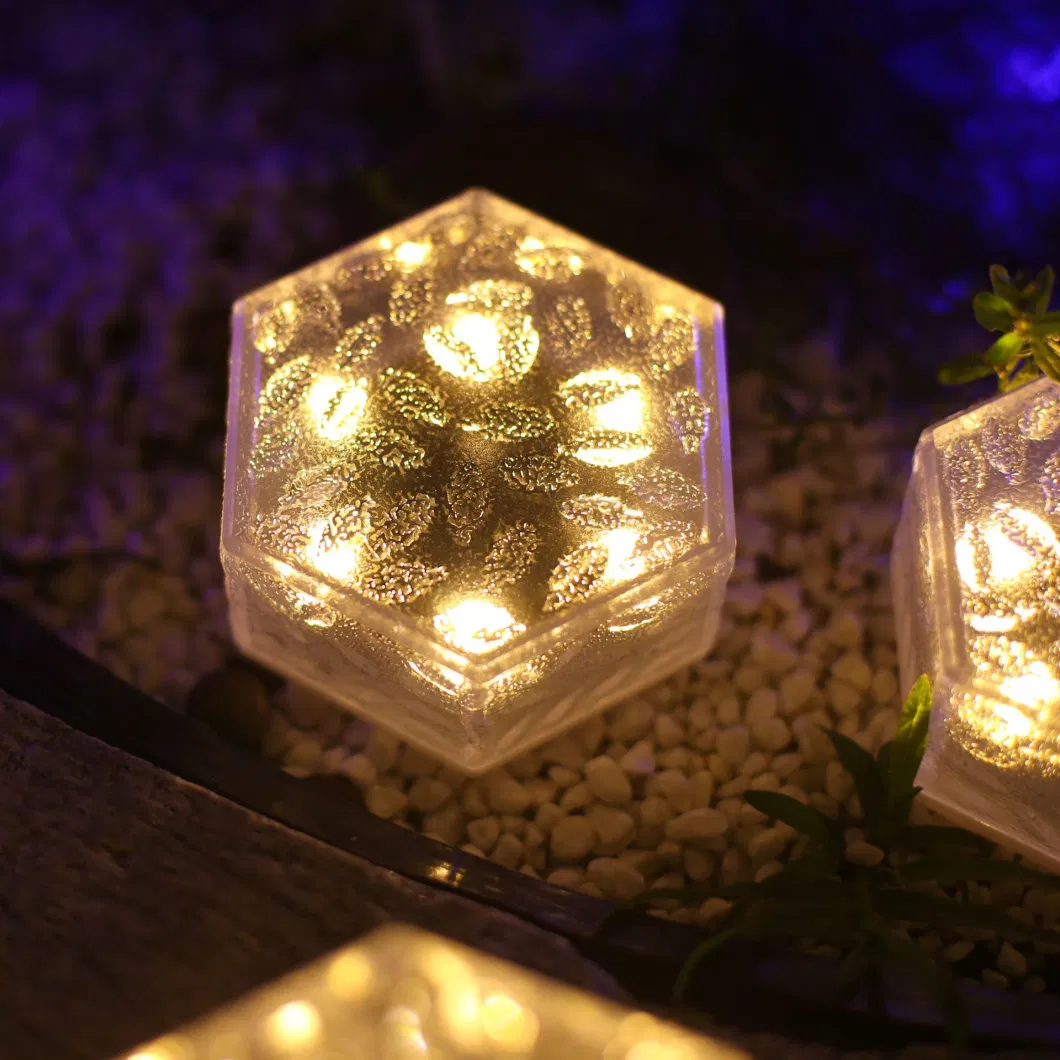 Solar Garden Light Outdoor Decorative Hexagonal Ice Brick Underground Light