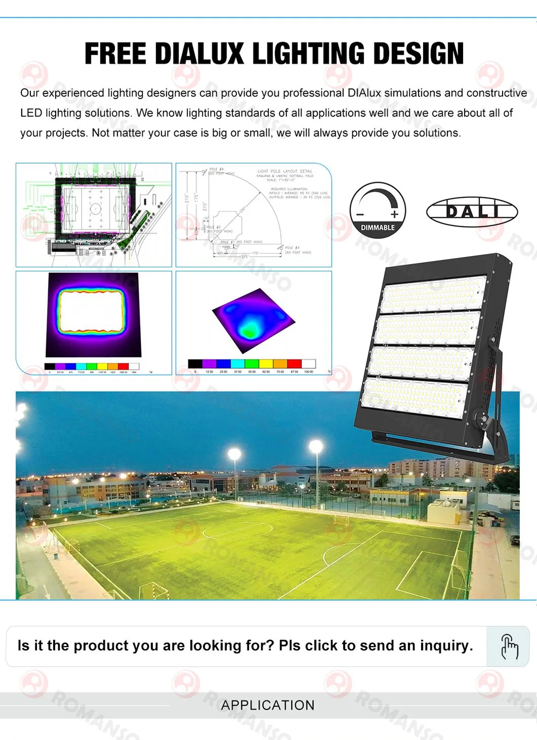 ETL Dlc Listed Stadium LED Lights 800W 1000W LED Flood Light for Large Sports Field Lighting
